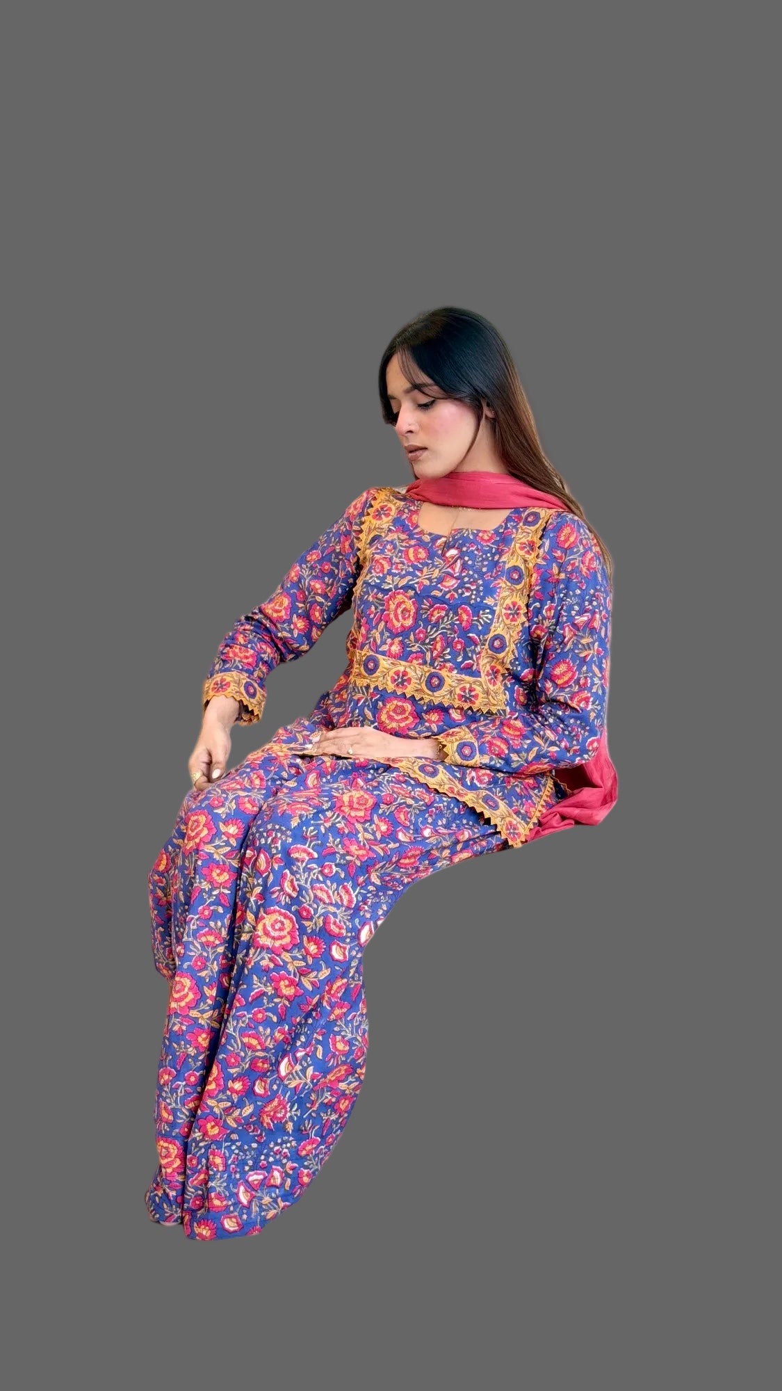 Jhilmil -Farshi 2pc Set / pure block print cotton