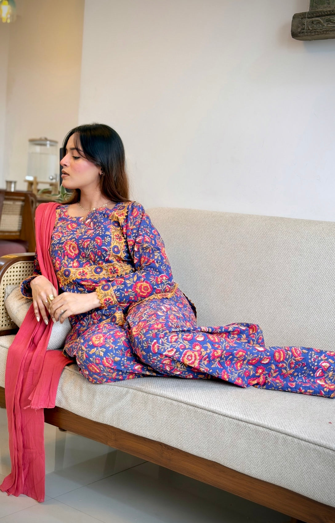 Jhilmil -Farshi 2pc Set / pure block print cotton