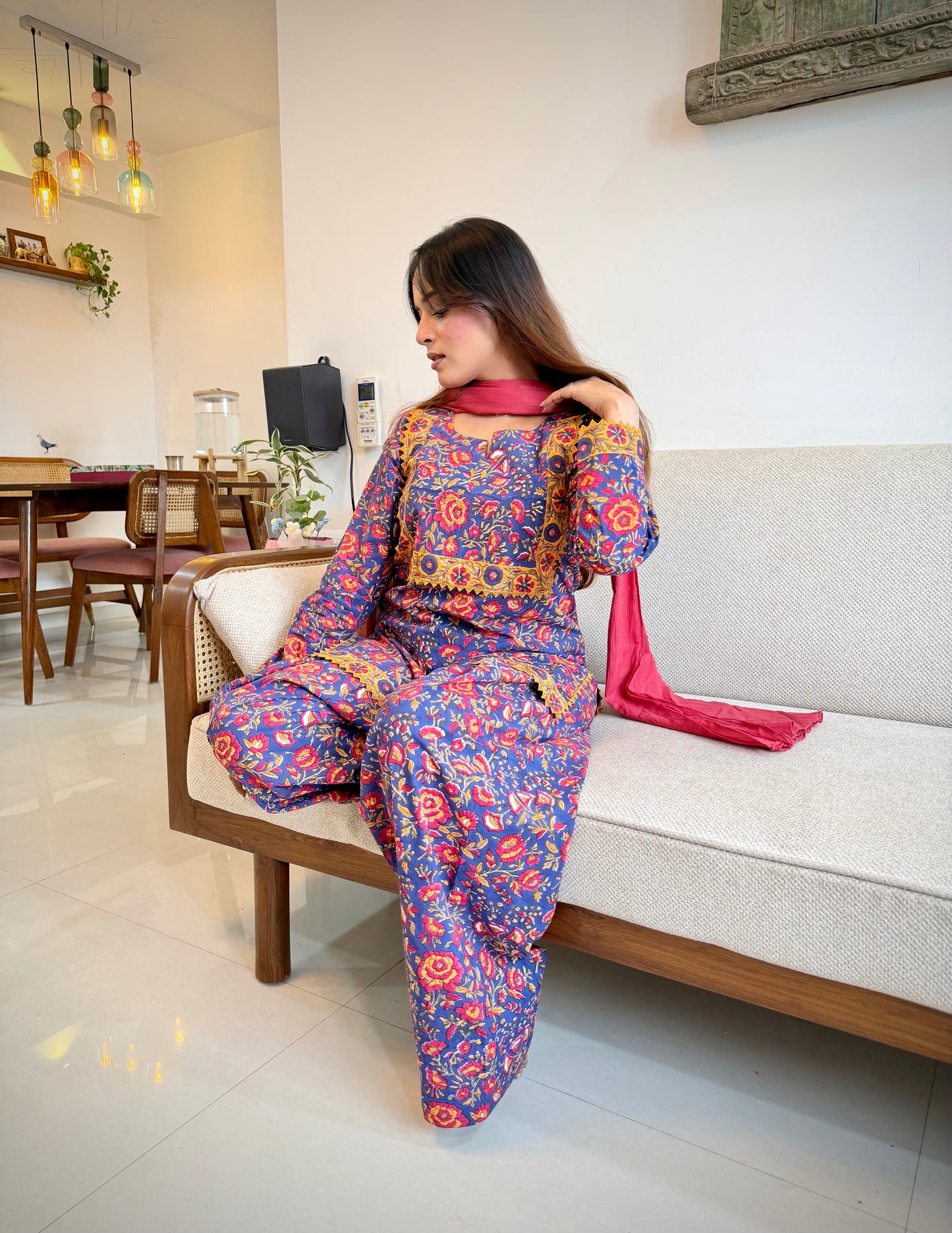 Jhilmil -Farshi 2pc Set / pure block print cotton